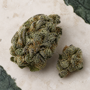 Agent X cannabis flower overhead macro view