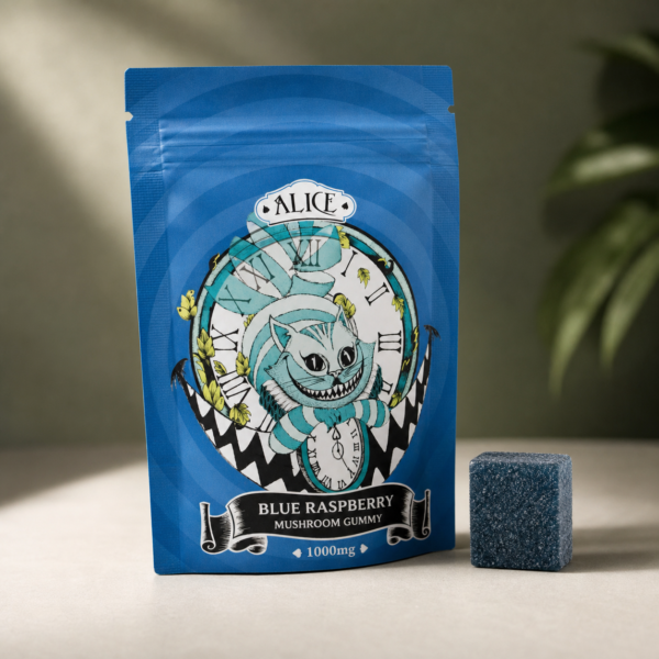 Alice - Blue Raspberry Mushroom Gummy 1000mg - cannabis edible product photo