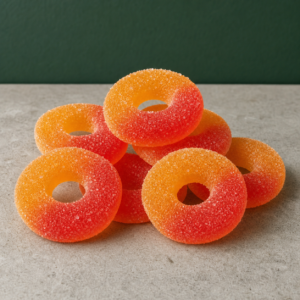 BakedNards - Peach Ring Gummies 500mg THC - cannabis edible product photo