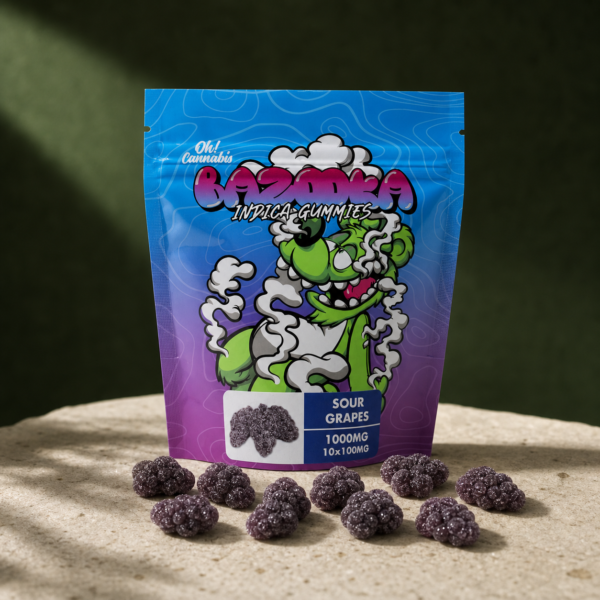 Bazooka - Sour Grapes Gummies 1000mg THC - cannabis edible product photo