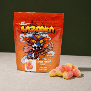 Bazooka - Sweet Peach Slices Gummies 1000mg THC - cannabis edible product view 2