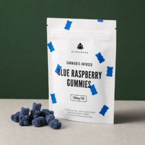 BuudaBomb Blue Raspberry Gummies 100mg - cannabis edible product photo