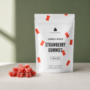 BuudaBomb Strawberry Gummies 100mg - cannabis edible product photo