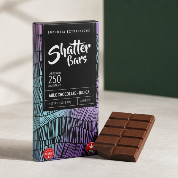 Milk Chocolate Indica 250mg Shatter Bar - cannabis edible product photo