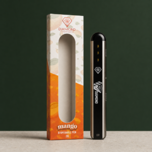 Diamond Concentrates Mango 2g disposable and orange retail box