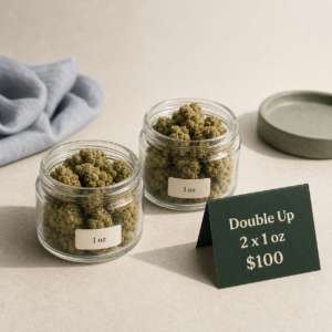 Double Up Classic bundle with two 1 oz jars of AA flower for $100