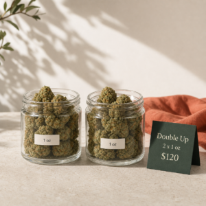 Double Up Supreme bundle with two 1 oz jars of AA flower for $120