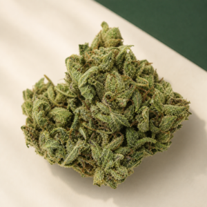 Green Crack cannabis flower overhead macro view