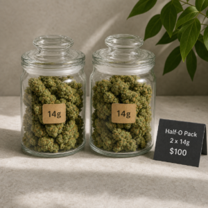 Half-O Pack bundle with two 14g jars of flower for $100