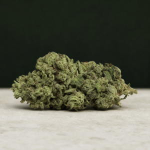 Jack Rabbit cannabis flower on a pale stone surface