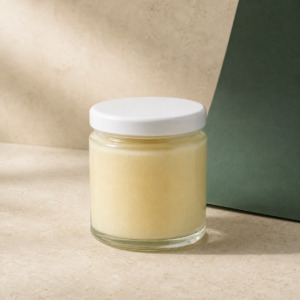 Lemon Pave Live Resin closed concentrate jar on a pale stone studio surface