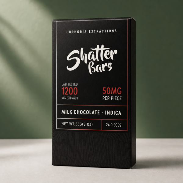 Euphoria Extractions - Milk Chocolate Indica 1200mg Shatter Bar - cannabis edible product photo