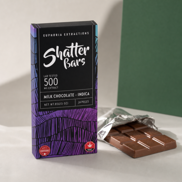 Milk Chocolate Indica 500mg Shatter Bar - cannabis edible product photo