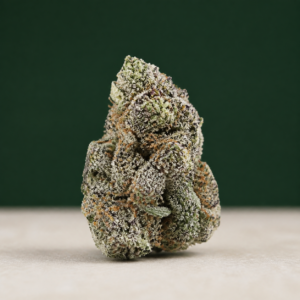 Popsicle AAAAA Reserve flower upright macro showing a tapered purple-green bud