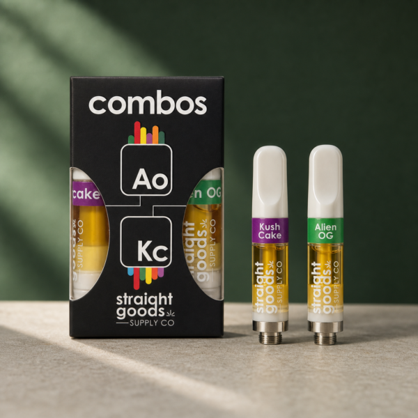 Straight Goods - 2 In 1 Combo - Alien OG (Hybrid) x Kush Cake (Indica) Cartridges - cannabis vaporizer product photo
