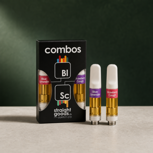 Straight Goods - 2 In 1 Combo - Blue Lavender (Indica) x Strawberry Cough (Sativa) Cartridges - cannabis vaporizer product photo