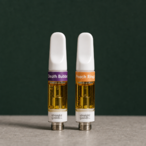 Straight Goods - 2 In 1 Combo - Death Bubba (Indica) x Peach Ringz (Indica) Cartridges - cannabis vaporizer product view 2
