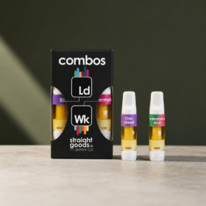 Straight Goods - 2 In 1 Combo - Lilac Diesel (Hybrid) x Watermelon Kush (Indica) Cartridges - cannabis vaporizer product photo