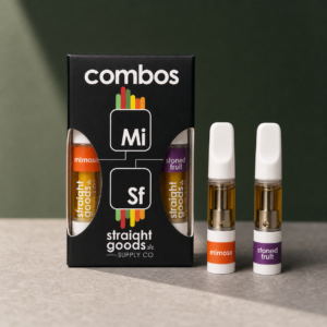 Straight Goods - 2 In 1 Combo - Mimosa (Sativa) x Stoned Fruit (Indica) Cartridges - cannabis vaporizer product photo