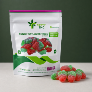 Tasty THC - Tangy Strawberries (720mg THC/100mg CBD) (12 pcs) - cannabis edible product photo