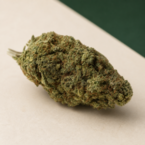 Tom Cat cannabis flower elongated side macro view
