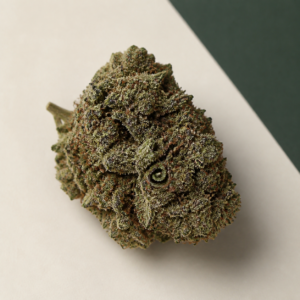 Tom Cat cannabis flower overhead macro view