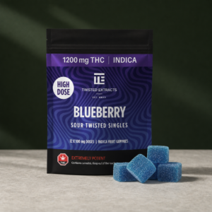 Twisted Extracts - Blueberry High Dose Twisted Singles (1200mg THC, Indica) - cannabis edible product photo