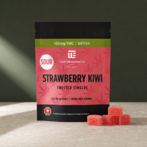 Twisted Extracts - Sour Strawberry Kiwi Twisted Singles (160mg THC, Sativa) - cannabis edible product photo