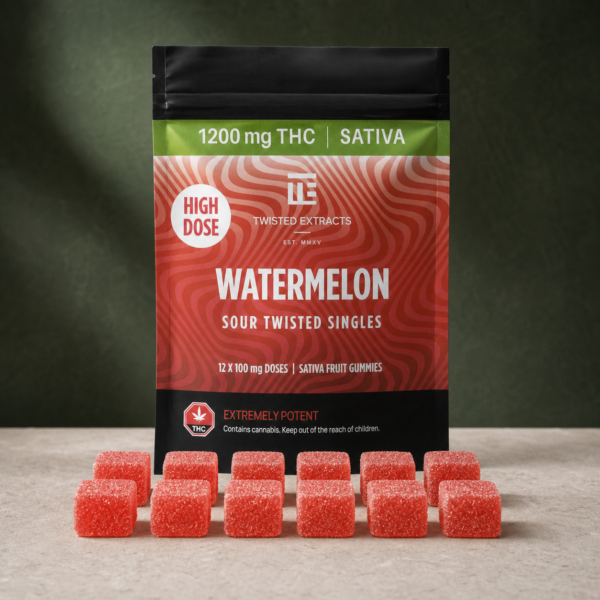 Twisted Extracts - Watermelon High Dose Twisted Singles 1200mg THC - cannabis edible product photo